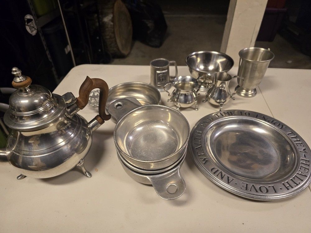 Various Antique Pewter Pieces