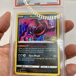 Pokemon Galarian Moltres BSP 2021 Evolving Skies STAMPED #125 Holo Rare PSA 7