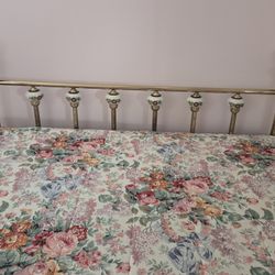 Brass Head Board With Ceramic Decorated Knobs