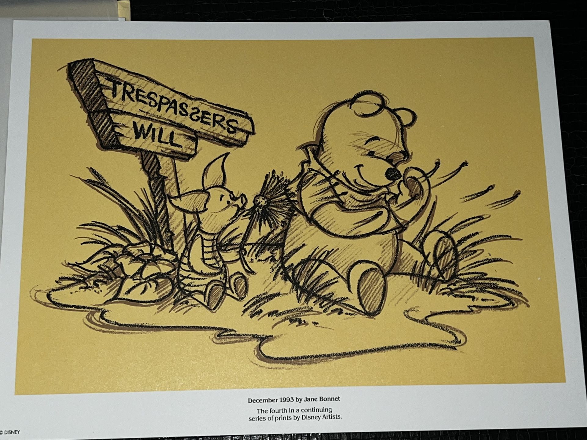 ***Vintage Disney Exclusive 1993 Winnie The Pooh Special Print