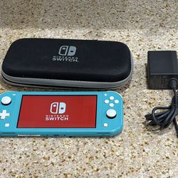 Turquoise Nintendo Switch Lite 32GB Console w/ Charger & Case!