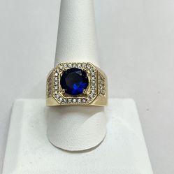 🌟men Ring🌟beautiful 14k Premium Gold Plated Simulated  Sapphire Diamonds Men Ring 