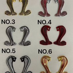 Cobra Snake Dash Fender Emblems for Ford Mustang  Shelby 3.75 inch