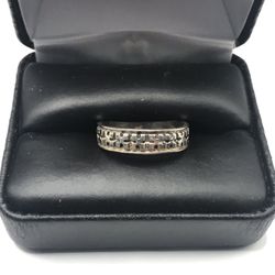 925 Sterling Silver Pattern Band ring size 8