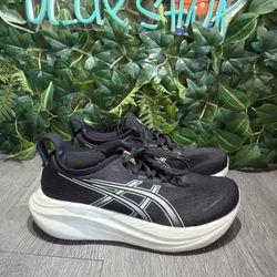 Asics Gel Nimbus 27 Womens Size 9 Black White Athletic Running Shoes Sneakers