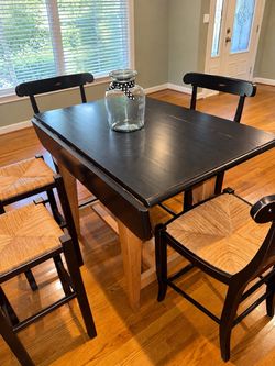 Black Dining Table with Chairs Set