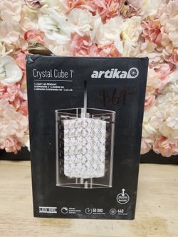 Artika
Crystal Cube 5.5-Watt 1-Light Modern Chrome Integrated LED Hanging Mini Pendant Light Fixture for Kitchen Island