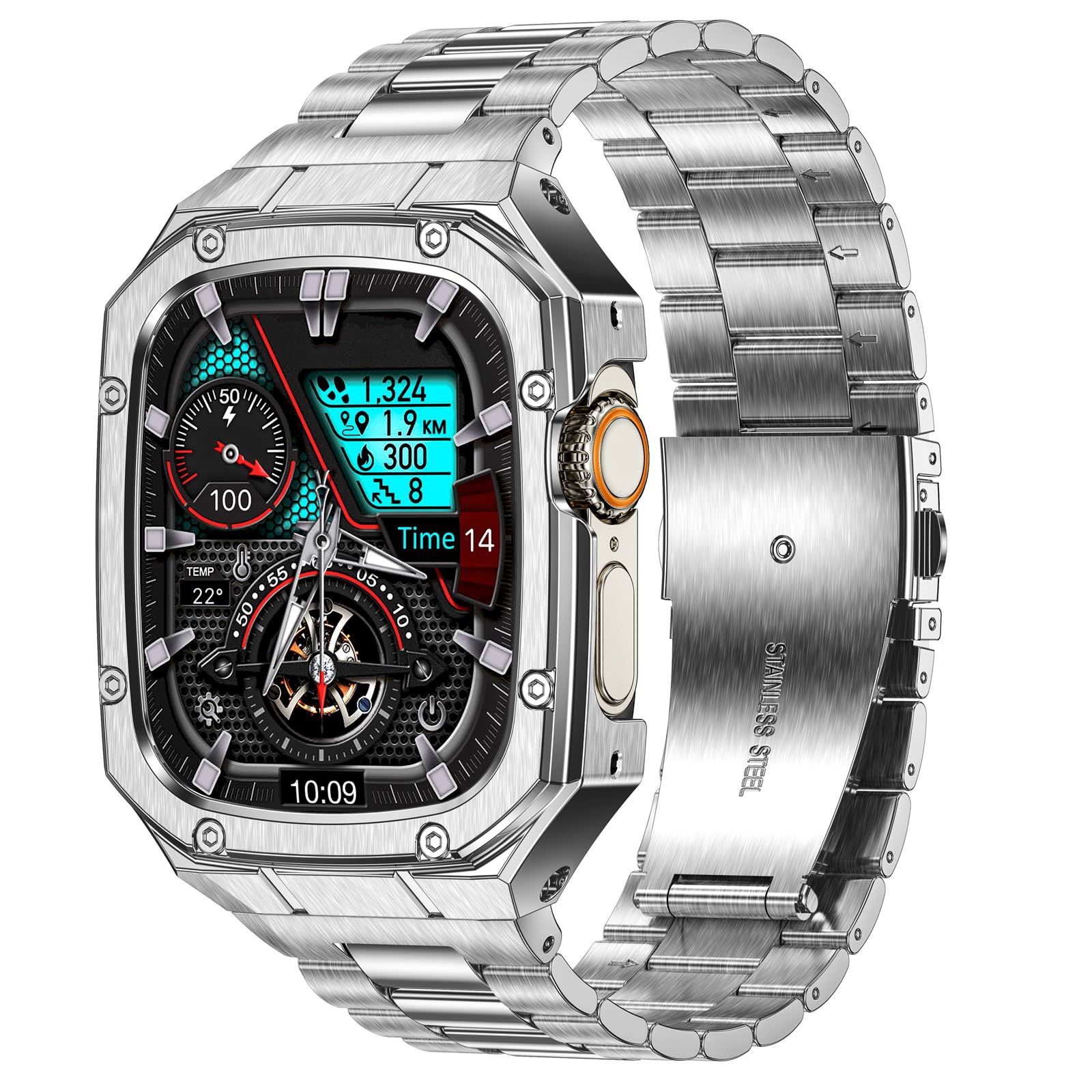 Stainless Steel Watch Band With Case Compatible With Apple Watch Ultra 3 2 1 Band (49mm)