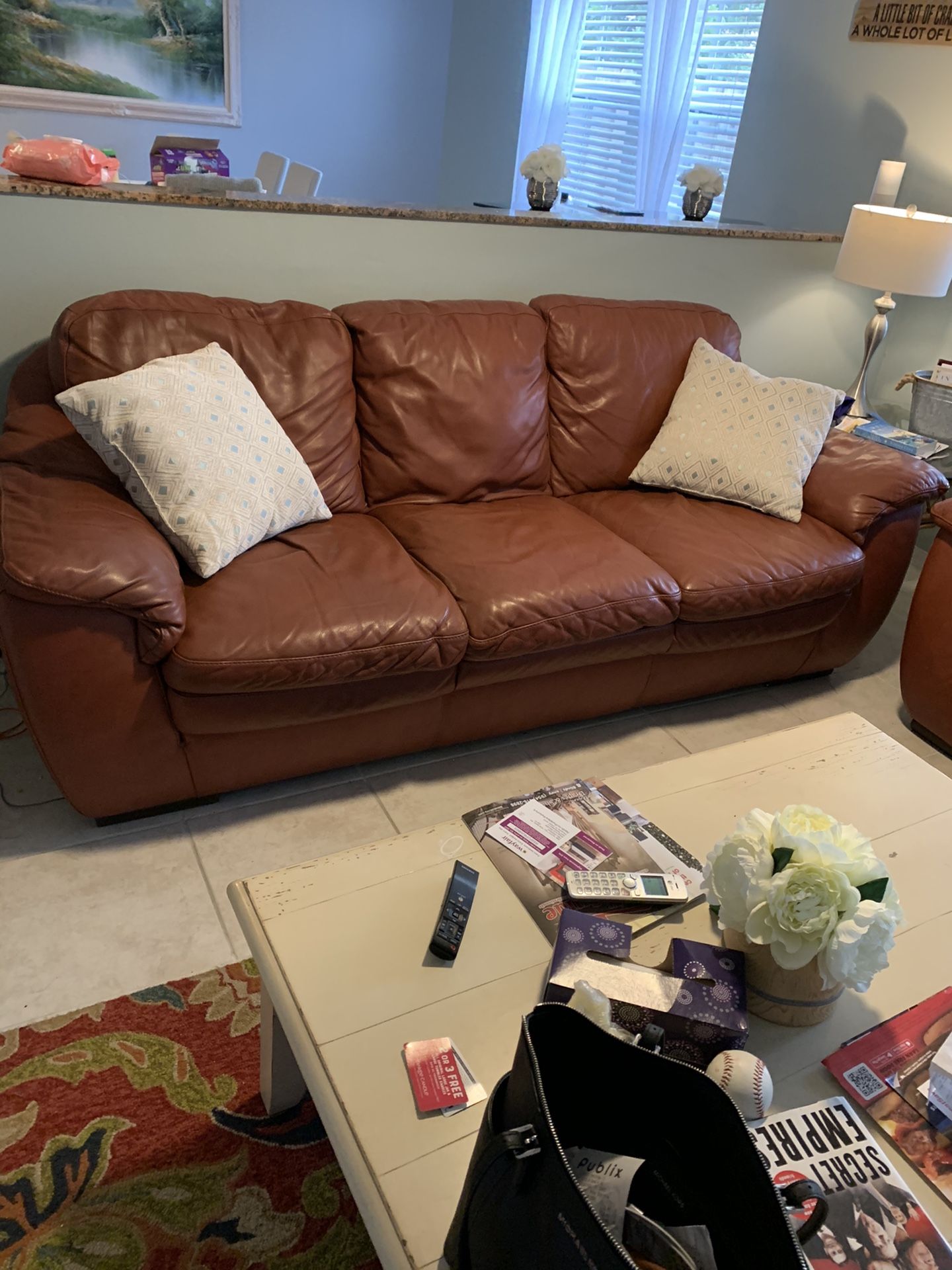 Leather sofa Natuzzi , sofa and love seat