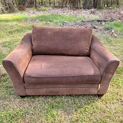 Brown Loveseat with Ottoman