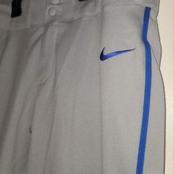 Brand New Nike Grey With Blue Piping Baseball Pants Long Men Sizes Small, Medium