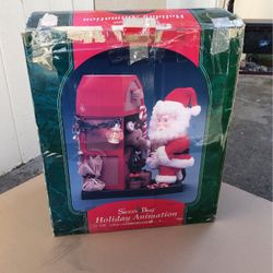 Christmas With Lighted Lamp, Santa And Reindeer Both Moves