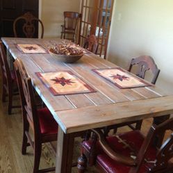 Indoor And Outdoor Farmhouse Industrial Style Dining Tables.