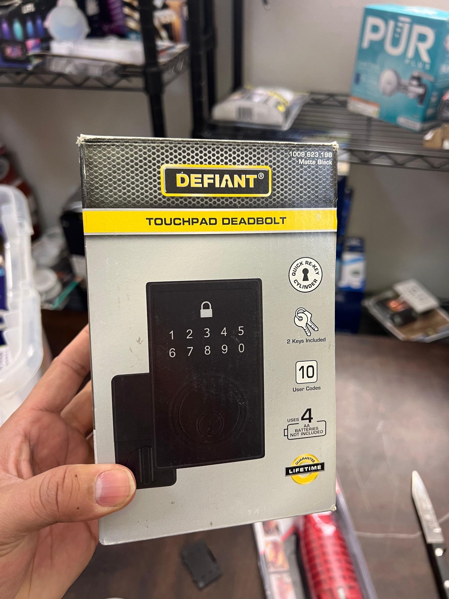 Square Matte Black Compact Touch Electronic Single Cylinder Deadbolt