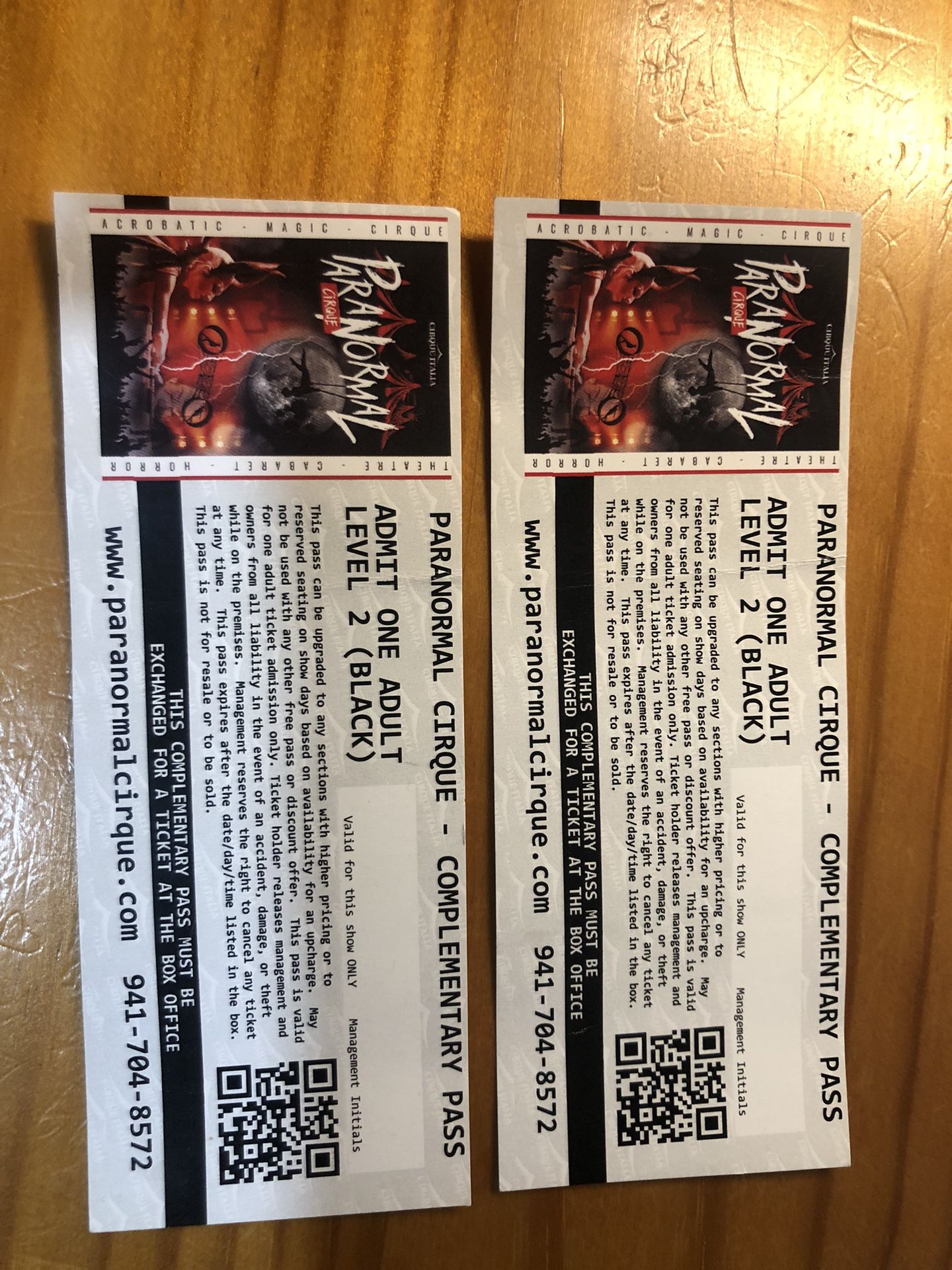 2 ParaNormal  Cirque Tickets