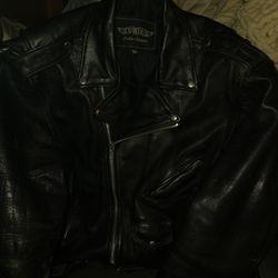 UNIK Double Leather Riders Motorcycle Jacket Mens Siz