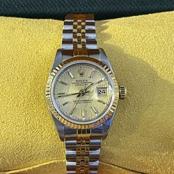 90s Rolex Datejust Gold And Silver Oyster Bracelet With Gold Bezel 