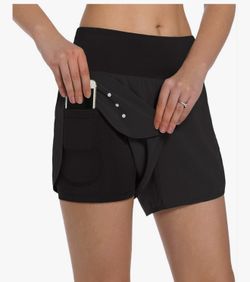 Ksmien Women's 2 in 1 Running Shorts - Lightweight Athletic Workout Gym Yoga Shorts Liner with Phone Pockets