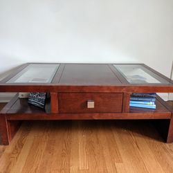 Wood And Glass Coffee Table With Levels