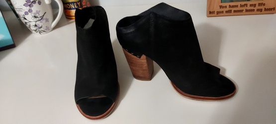 Dolce Vita Noa Peep Toe Genuine Leather Mules - Black 8 Great Condition