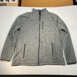 Swiss Tech Full Zip Mock Collar 3 Pocket Fleece Jacket Sweater Gray Mens Size XL