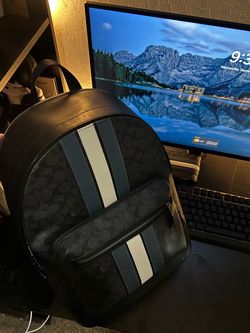 Coach Signature Canvas Backpack with Varsity Stripe