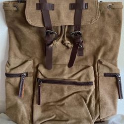 NEW Greg Norman Refined Traveler Brown Canvas Backpack 