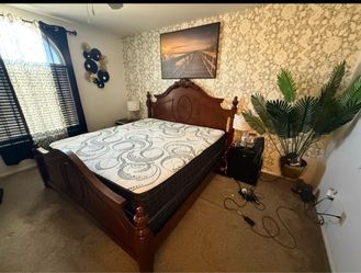 King Size Wood Bed Frame with Mattress