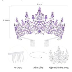 Beautiful Crown Purple Rhine Stones