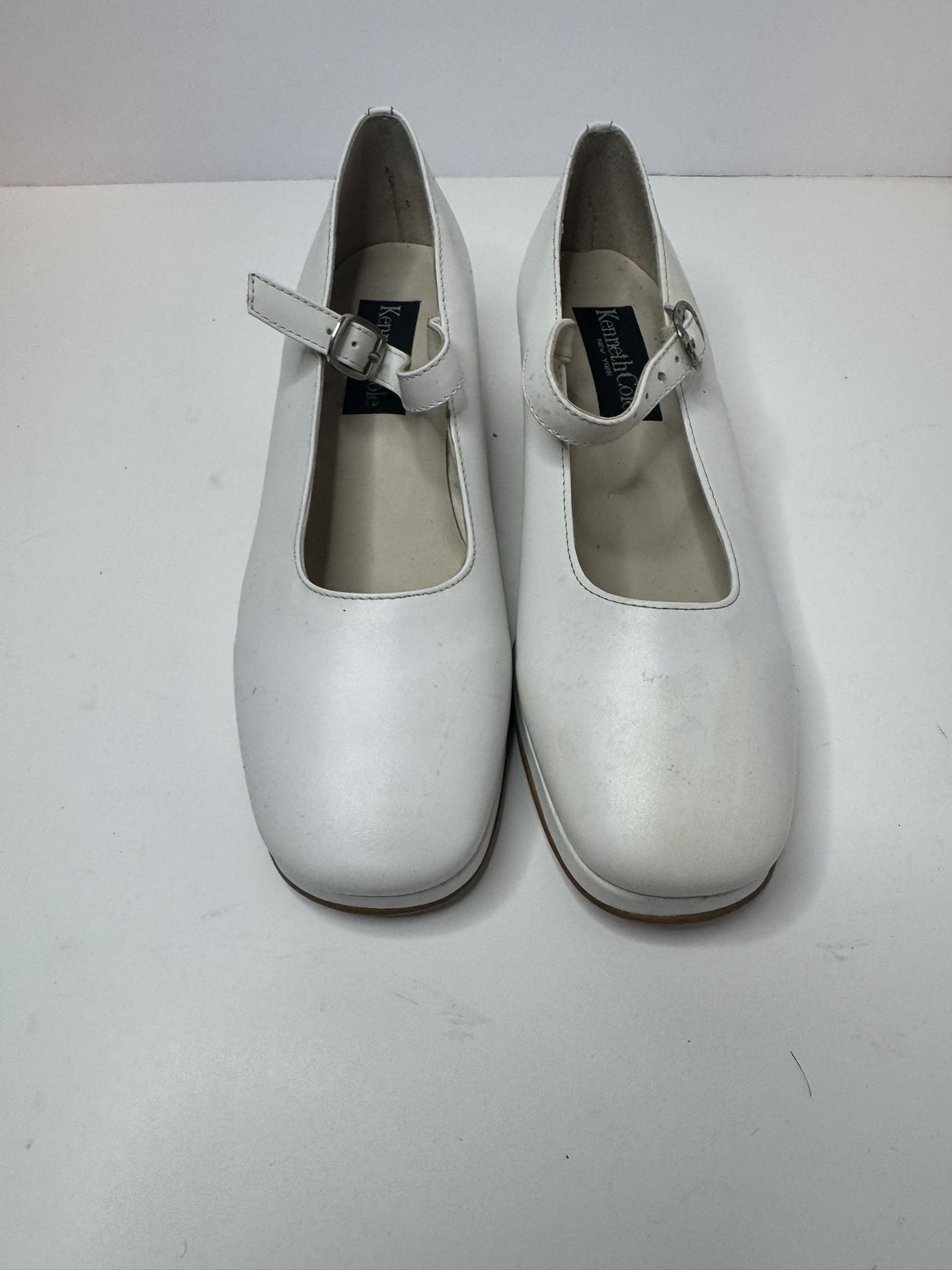 Kenneth Cole Girls White Leather Mary Jane Shoes Size 3.5D