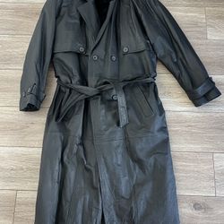Genuine Leather Trench Coat XL