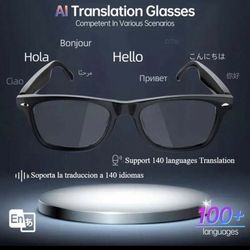 Al Translation Smart Glasses With Wireless Calling, Wireless, USB Charging, Built-In Mic/ Speaker, UV-Polarized Lens - Compatible With 140 Languages -