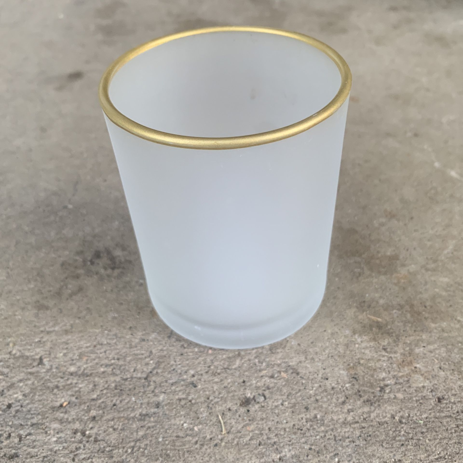60 - Frosted Candleholder Tumblers with Gold Rims, 3.25x2.75 in.