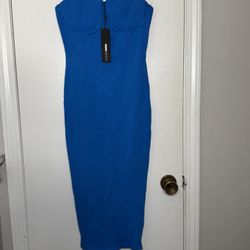 Fashion Nova Ava Snatched Midi Dress Size XL Blue