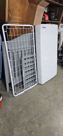 Grey Convertible Crib and Mattress 
