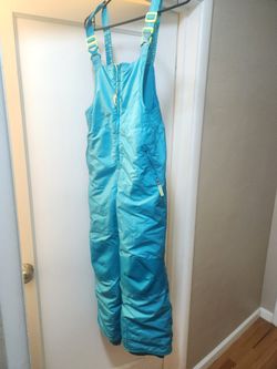 Kids Lg 10-12 Champion Blue Green Teal Snow Overall Suit Bib