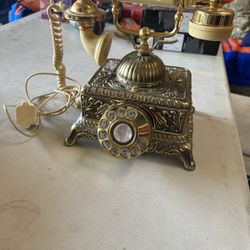 Vintage Radio Shack Rotary Telephone Ornate Victorian Baroque Monarch Brass/Gold
