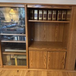 Heavy  Oak Wood Tv Media Shelving Unit $80