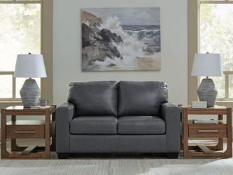 Gray Leather Loveseat