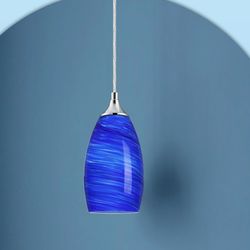 2  Cobalt Blue Pendant Drop Lights Two Count Brand New $35