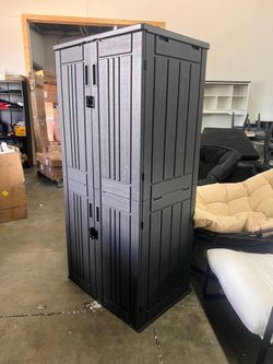 Large Capacity Outdoor Storage Cabinet, 28 Cu.ft Resin Garage Organizer with 4 Adjustable Shelves & Lock, Tall Utility Closet for Patio, Shed, Kitchen