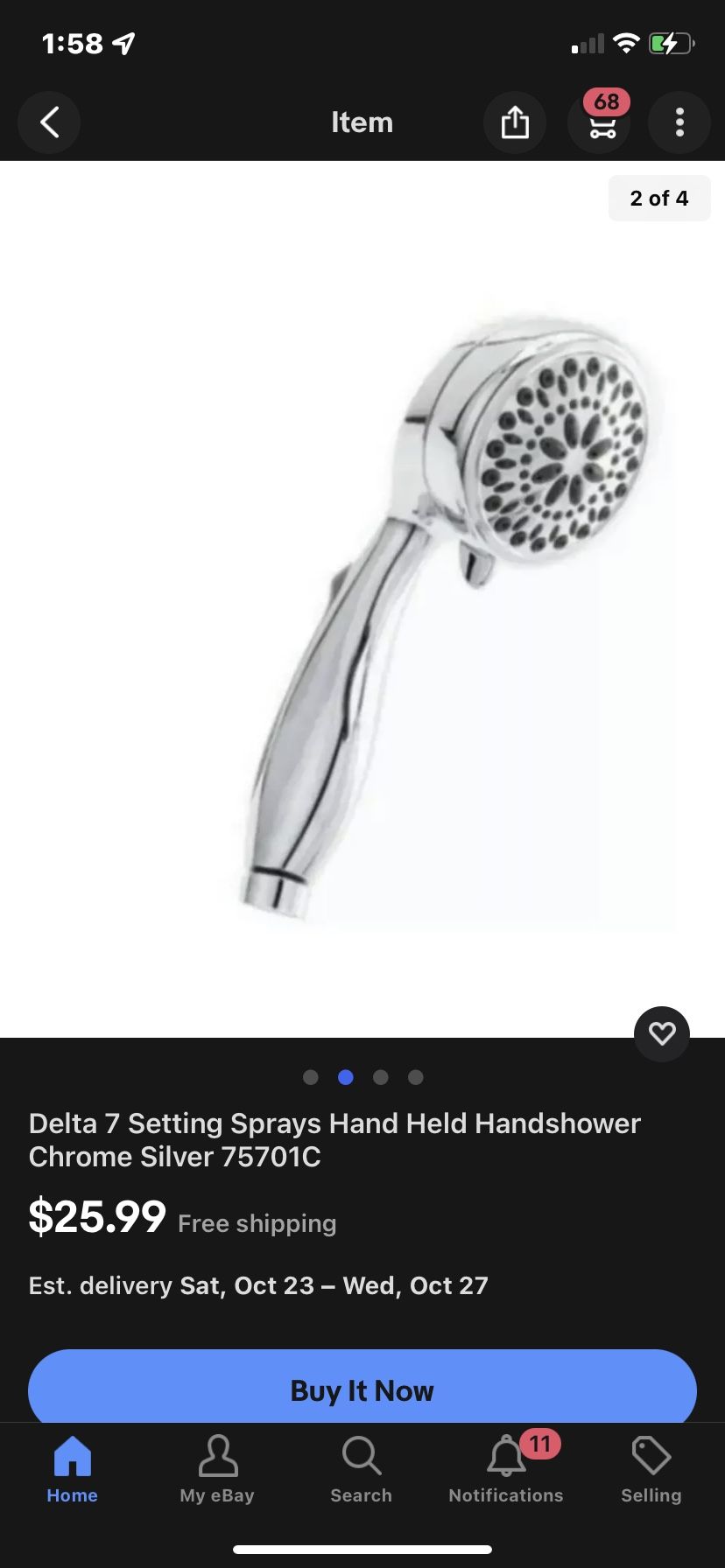 Delta 7 Setting Sprays Hand Held Handshower Chrome Silver 75701C