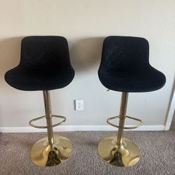 Modern Bar Stools (Set of 2) – Black & Gold