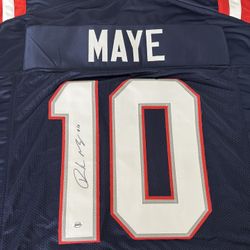 DRAKE MAYE NEW ENGLAND PATRIOTS QB SIGNED CUSTOM JERSEY AUTOGRAPHED W/COA XL 551