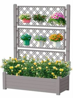 Resin Raised Garden Bed with Drainage Holes & Reinforced Corners - Lightweight Flower Boxes Outdoor for Vegetables, Herbs, and Patio Garden Enclosure 