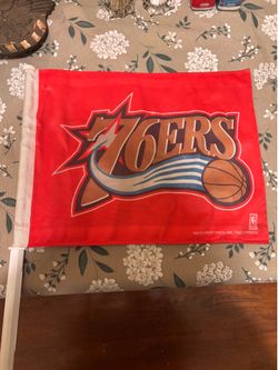 Vintage Philadelphia 76ers Car Mount 2-Sided Window Flag