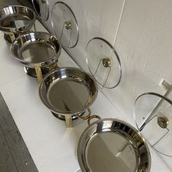 4 Pack Round Chafing Dish Buffet Stainless Steel 5 Quart