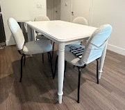 White Dining Table with Four Chairs