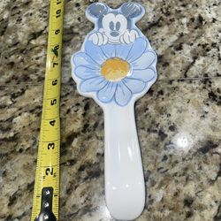 Disney Mickey Blue Flower Ceramic Spoon Rest