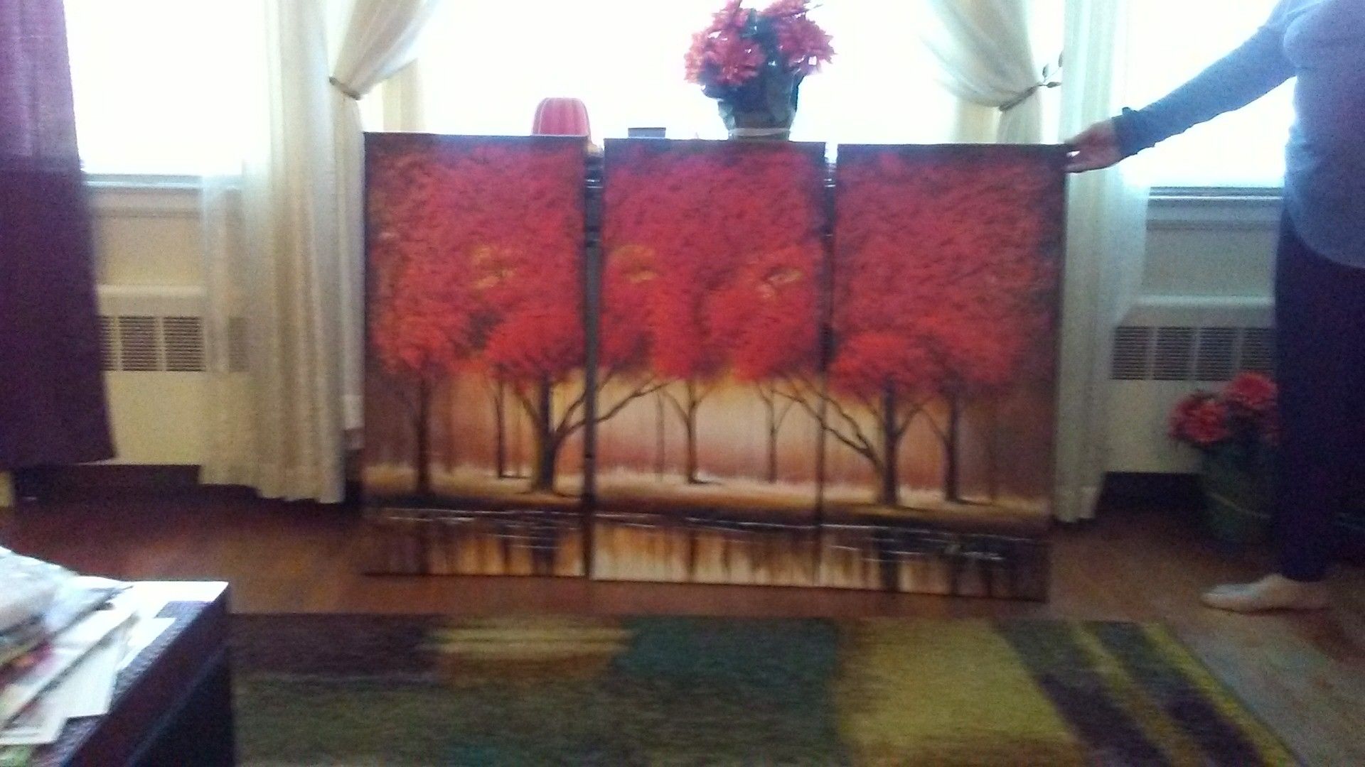 3 paintings 36"x18" each and 36"x54" when hung together.